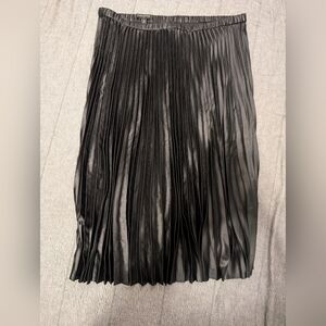 Banana Republic Black Satin Pleated Midi Skirt